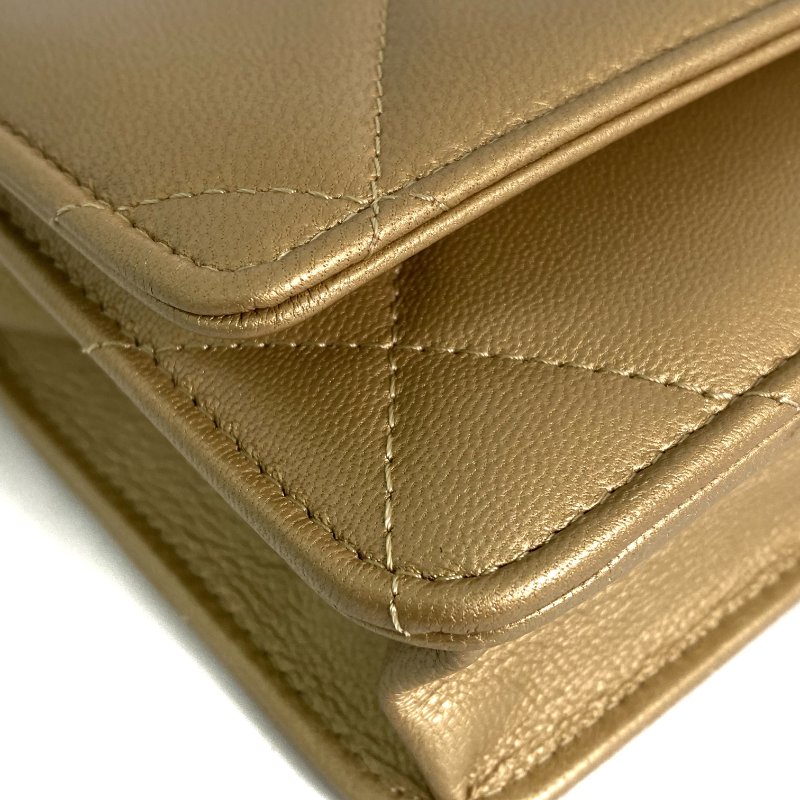 △ Chanel 香奈兒 19 Gold Lambskin Silver And Gold Tone Metal Ruthenium-Finish Metal Wallet On Chain No.30 19金色小羊皮銀色和金色金屬鍍釕金屬鎖鏈銀包No.30 - 257022476-6