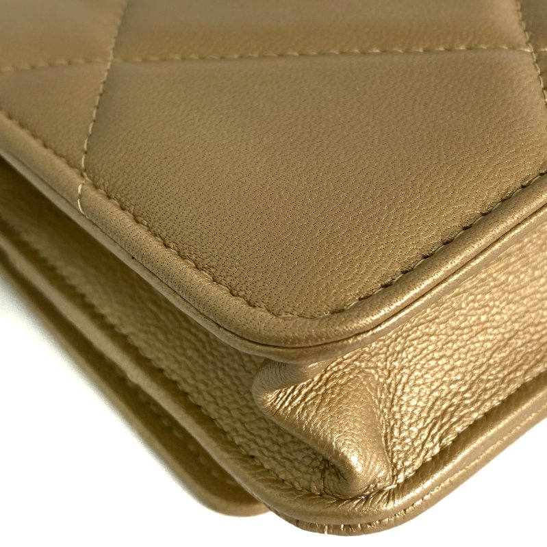 △ Chanel 香奈兒 19 Gold Lambskin Silver And Gold Tone Metal Ruthenium-Finish Metal Wallet On Chain No.30 19金色小羊皮銀色和金色金屬鍍釕金屬鎖鏈銀包No.30 - 257022476-8