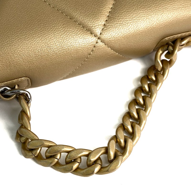 △ Chanel 香奈兒 19 Gold Lambskin Silver And Gold Tone Metal Ruthenium-Finish Metal Wallet On Chain No.30 19金色小羊皮銀色和金色金屬鍍釕金屬鎖鏈銀包No.30 - 257022476-10