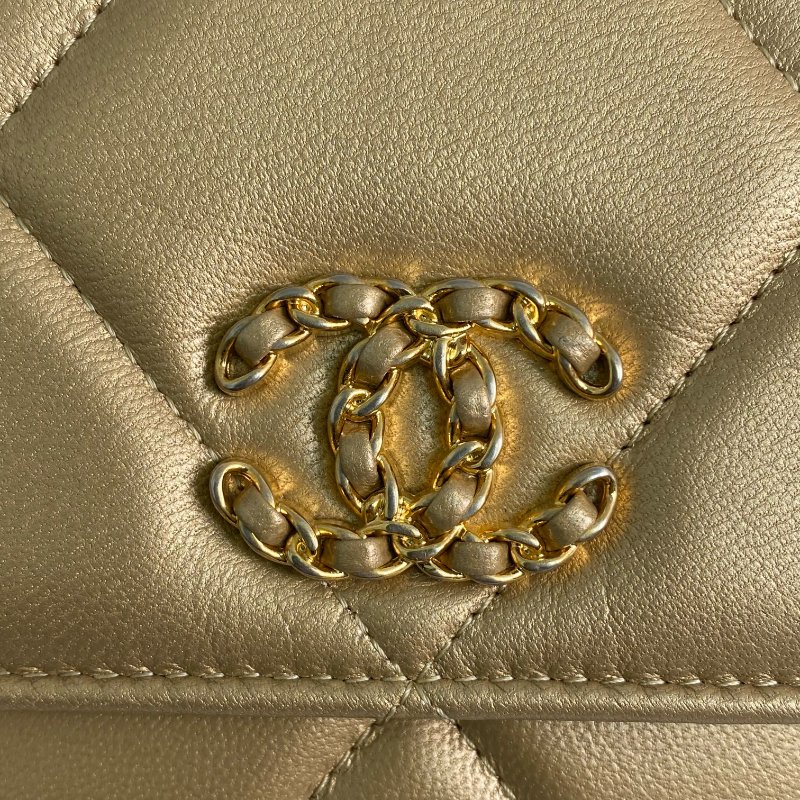 △ Chanel 香奈兒 19 Gold Lambskin Silver And Gold Tone Metal Ruthenium-Finish Metal Wallet On Chain No.30 19金色小羊皮銀色和金色金屬鍍釕金屬鎖鏈銀包No.30 - 257022476-14