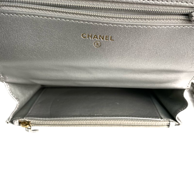 △ Chanel 香奈兒 19 SIlver Lambskin Silver And Gold Tone Metal Ruthenium-Finish Metal Wallet On Chain No.30 19銀色小羊皮銀色和金色金屬鍍釕金屬鎖鏈銀包No.30 - 257022474-16