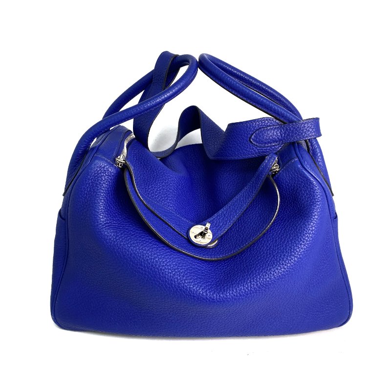 △ Hermes 愛馬仕 Electric Blue Clemence Calfskin Palladium Plated Metal Lindy 34 2 Way Bag Stamp [P] 藍色粒紋小牛皮鍍鈀金屬兩用袋[P]刻 - 257022469-1
