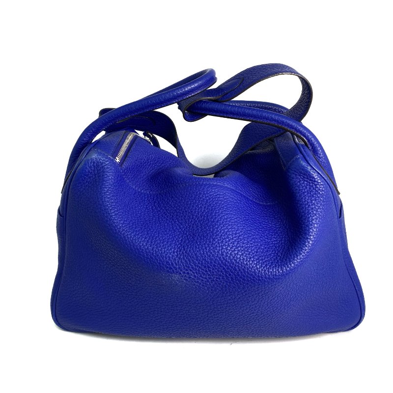 △ Hermes 愛馬仕 Electric Blue Clemence Calfskin Palladium Plated Metal Lindy 34 2 Way Bag Stamp [P] 藍色粒紋小牛皮鍍鈀金屬兩用袋[P]刻 - 257022469-2