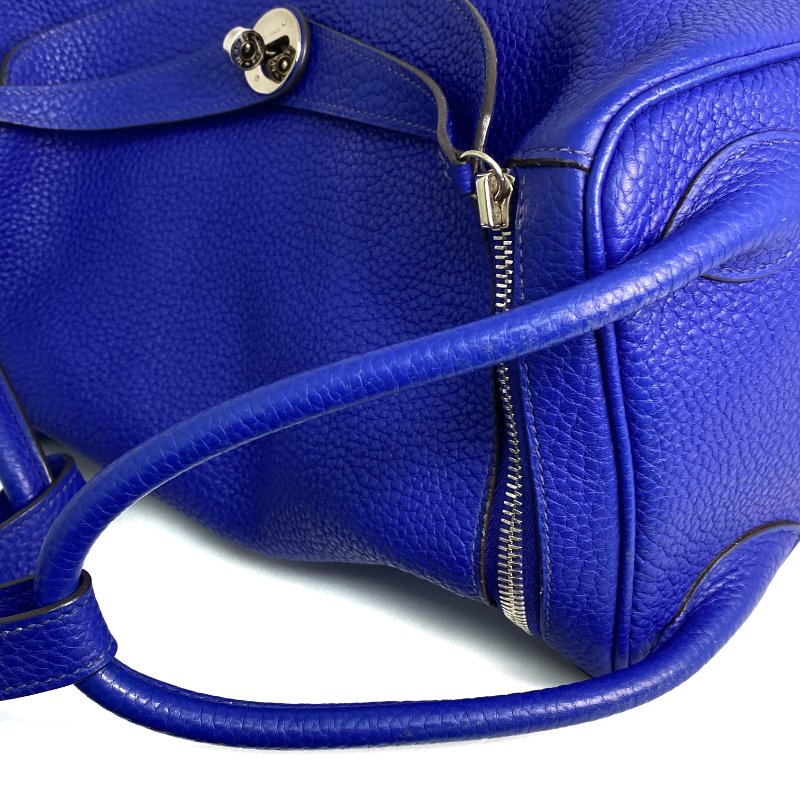 △ Hermes 愛馬仕 Electric Blue Clemence Calfskin Palladium Plated Metal Lindy 34 2 Way Bag Stamp [P] 藍色粒紋小牛皮鍍鈀金屬兩用袋[P]刻 - 257022469-12