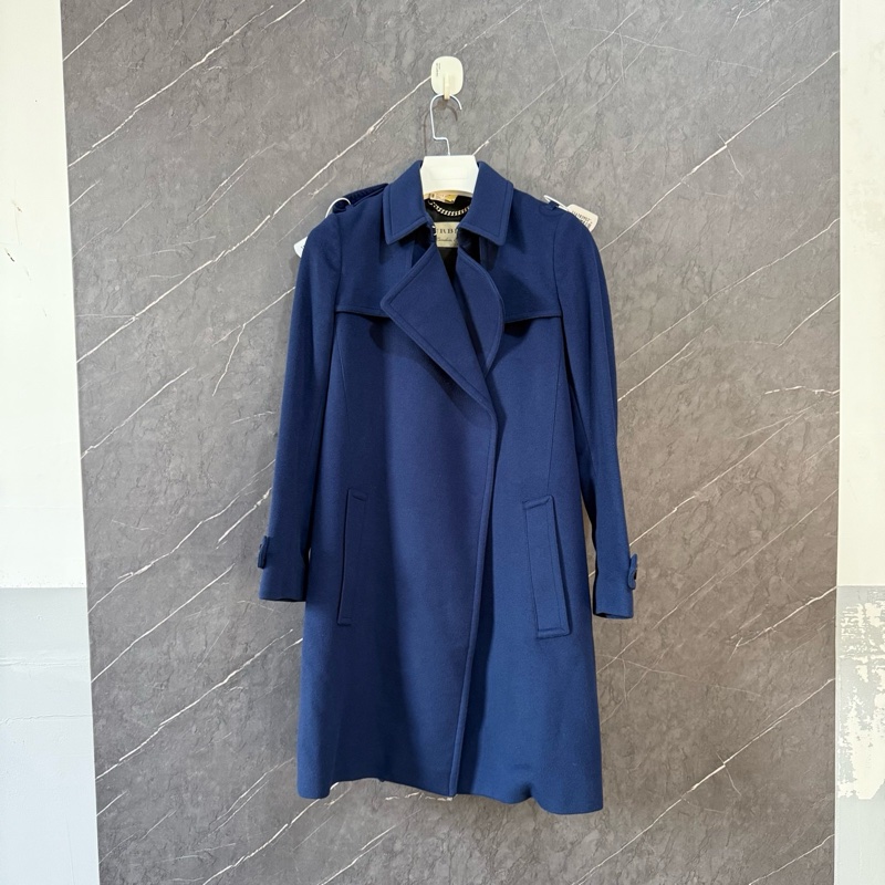 巴寶莉burberry藍色呢大衣34碼，成色新-0