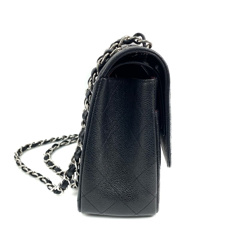 △ Chanel 香奈兒 Black Caviar Skin Silver Tone Metal Classic Double Flap Chain Shoulder Bag A58600 No.17 黑色粒紋小牛皮銀色金屬鎖鏈肩背袋No.17 - 257022826-4