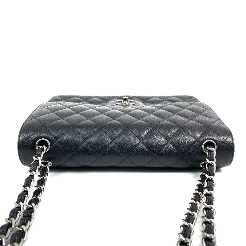 △ Chanel 香奈兒 Black Caviar Skin Silver Tone Metal Classic Double Flap Chain Shoulder Bag A58600 No.17 黑色粒紋小牛皮銀色金屬鎖鏈肩背袋No.17 - 257022826-6