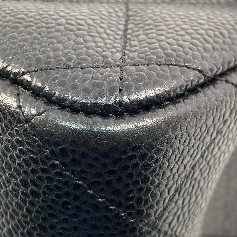 △ Chanel 香奈兒 Black Caviar Skin Silver Tone Metal Classic Double Flap Chain Shoulder Bag A58600 No.17 黑色粒紋小牛皮銀色金屬鎖鏈肩背袋No.17 - 257022826-9