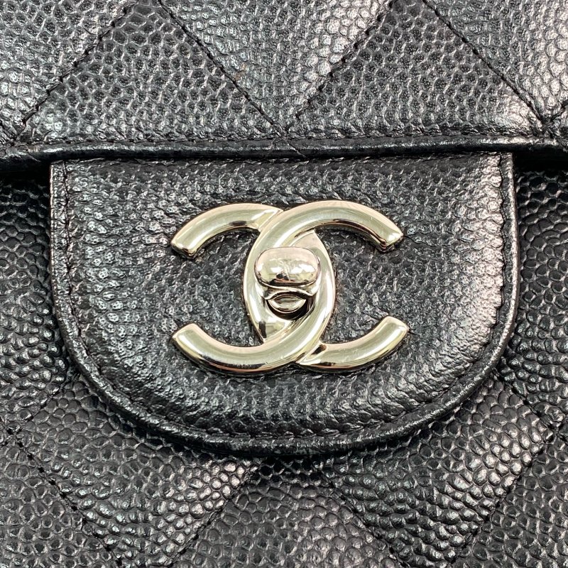△ Chanel 香奈兒 Black Caviar Skin Silver Tone Metal Classic Double Flap Chain Shoulder Bag A58600 No.17 黑色粒紋小牛皮銀色金屬鎖鏈肩背袋No.17 - 257022826-12