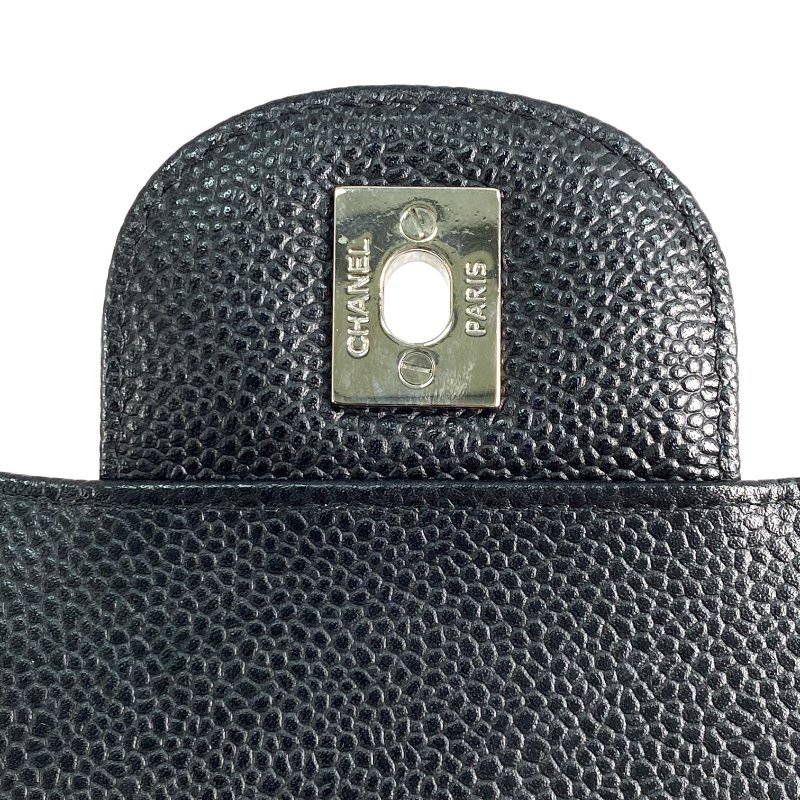 △ Chanel 香奈兒 Black Caviar Skin Silver Tone Metal Classic Double Flap Chain Shoulder Bag A58600 No.17 黑色粒紋小牛皮銀色金屬鎖鏈肩背袋No.17 - 257022826-13