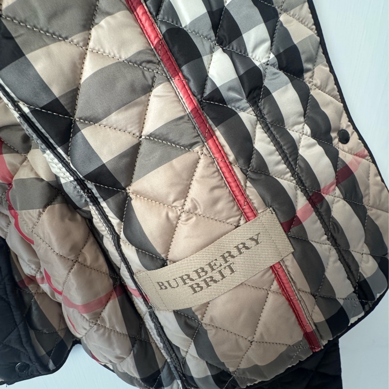 Burberry 黑色內格紋羽絨外套-16