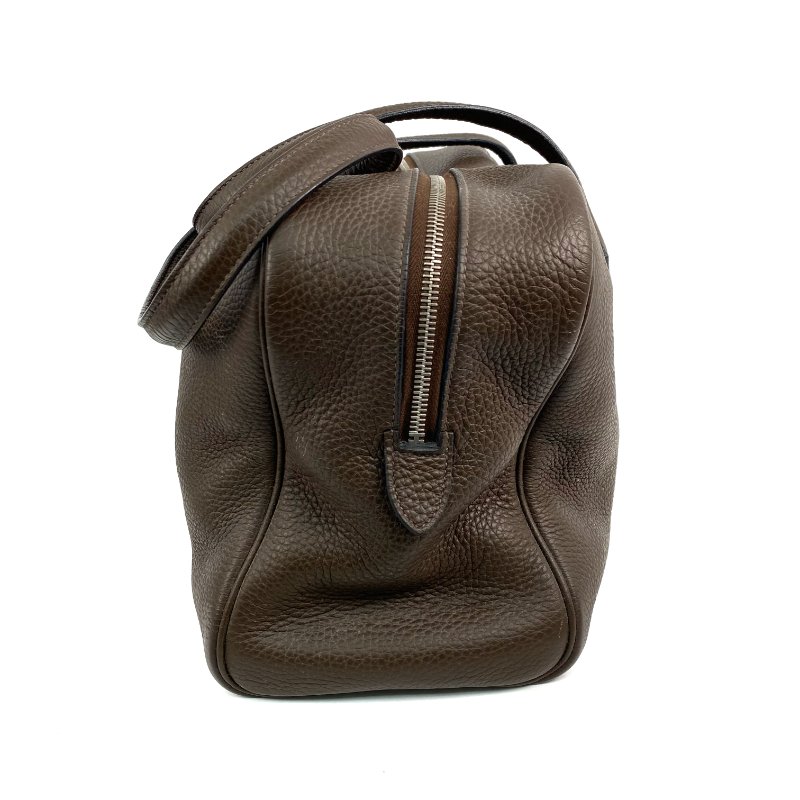 △ Hermes 愛馬仕 Brown Clemence Calfskin Palladium Plated Metal Victoria 35 Shoulder Bag Stamp [O] 啡色粒紋小牛皮鍍鈀金屬肩背袋[O]刻 - 257022416-2