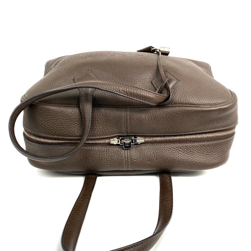 △ Hermes 愛馬仕 Brown Clemence Calfskin Palladium Plated Metal Victoria 35 Shoulder Bag Stamp [O] 啡色粒紋小牛皮鍍鈀金屬肩背袋[O]刻 - 257022416-5