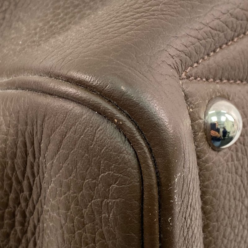 △ Hermes 愛馬仕 Brown Clemence Calfskin Palladium Plated Metal Victoria 35 Shoulder Bag Stamp [O] 啡色粒紋小牛皮鍍鈀金屬肩背袋[O]刻 - 257022416-7