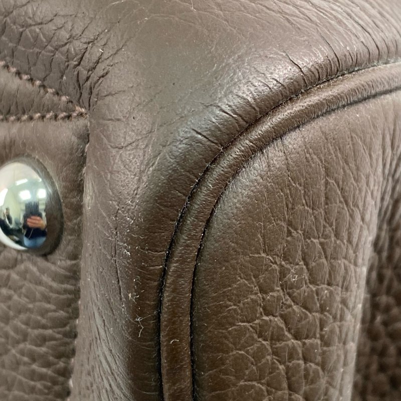 △ Hermes 愛馬仕 Brown Clemence Calfskin Palladium Plated Metal Victoria 35 Shoulder Bag Stamp [O] 啡色粒紋小牛皮鍍鈀金屬肩背袋[O]刻 - 257022416-8