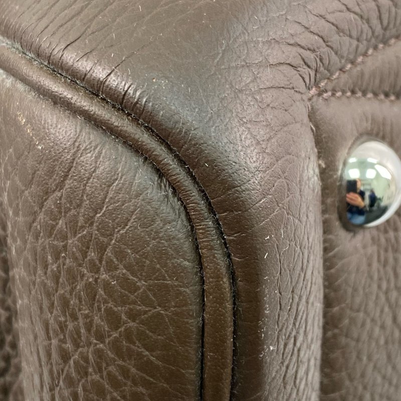 △ Hermes 愛馬仕 Brown Clemence Calfskin Palladium Plated Metal Victoria 35 Shoulder Bag Stamp [O] 啡色粒紋小牛皮鍍鈀金屬肩背袋[O]刻 - 257022416-9