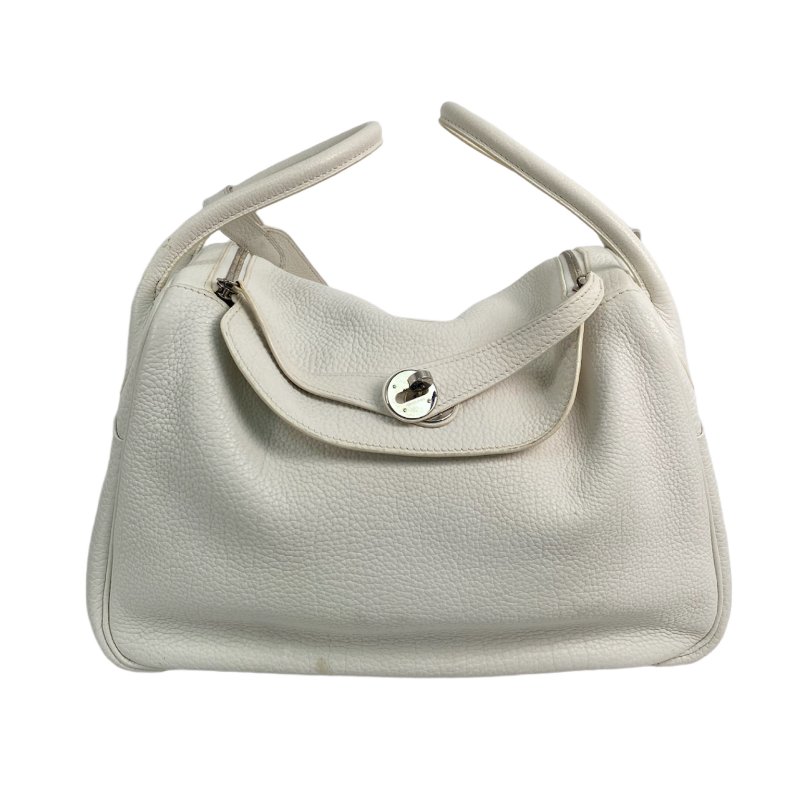 △ Hermes 愛馬仕 White Clemence Calfskin Palladium Plated Metal Lindy 34 2 Way Bag Stamp [L] 白色粒紋小牛皮鍍鈀金屬兩用袋[L]刻 - 257022472-1