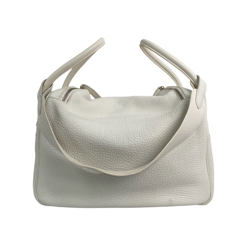 △ Hermes 愛馬仕 White Clemence Calfskin Palladium Plated Metal Lindy 34 2 Way Bag Stamp [L] 白色粒紋小牛皮鍍鈀金屬兩用袋[L]刻 - 257022472-2