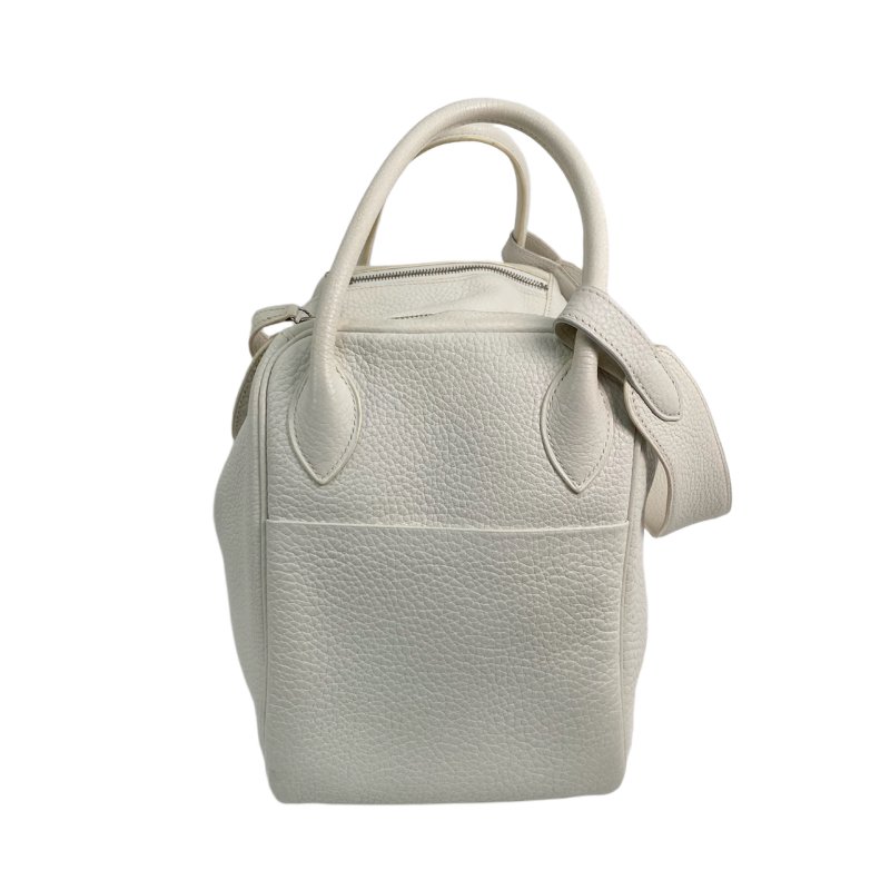 △ Hermes 愛馬仕 White Clemence Calfskin Palladium Plated Metal Lindy 34 2 Way Bag Stamp [L] 白色粒紋小牛皮鍍鈀金屬兩用袋[L]刻 - 257022472-3