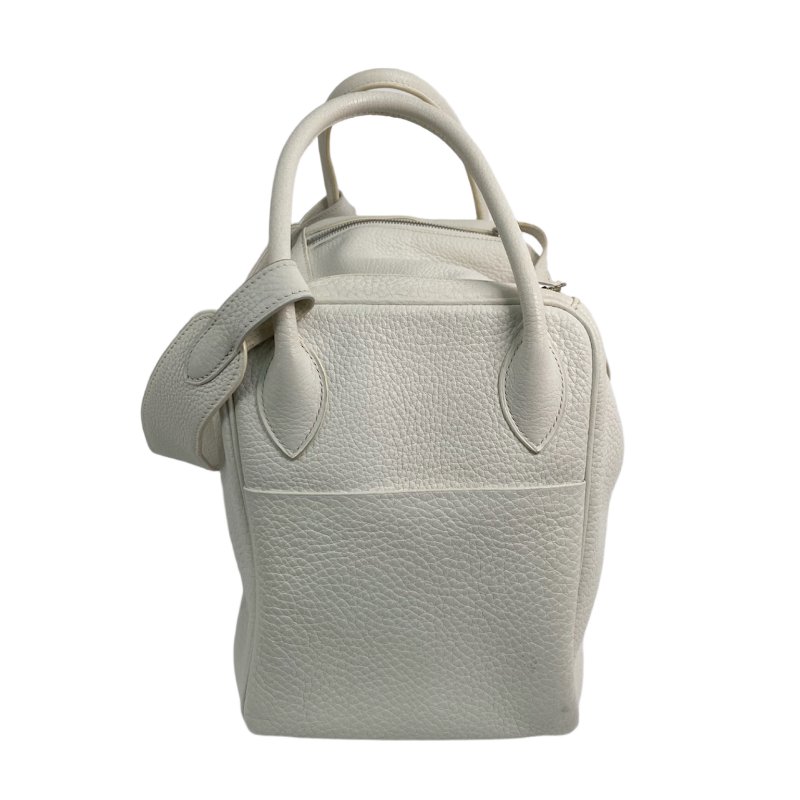 △ Hermes 愛馬仕 White Clemence Calfskin Palladium Plated Metal Lindy 34 2 Way Bag Stamp [L] 白色粒紋小牛皮鍍鈀金屬兩用袋[L]刻 - 257022472-4