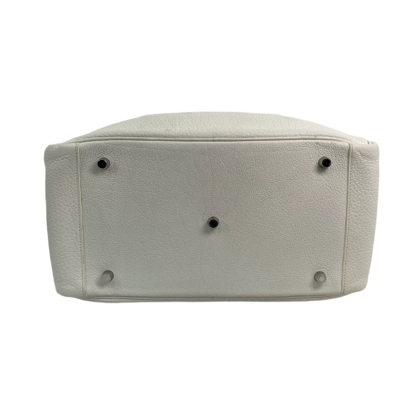 △ Hermes 愛馬仕 White Clemence Calfskin Palladium Plated Metal Lindy 34 2 Way Bag Stamp [L] 白色粒紋小牛皮鍍鈀金屬兩用袋[L]刻 - 257022472-5