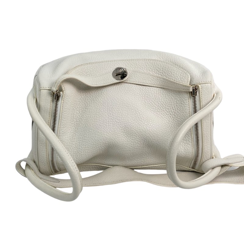 △ Hermes 愛馬仕 White Clemence Calfskin Palladium Plated Metal Lindy 34 2 Way Bag Stamp [L] 白色粒紋小牛皮鍍鈀金屬兩用袋[L]刻 - 257022472-6