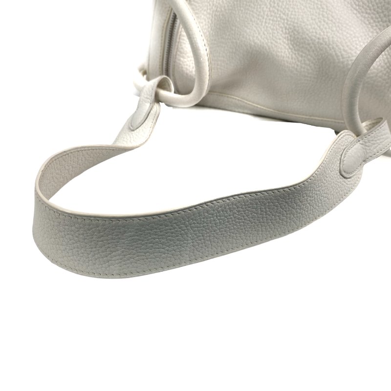 △ Hermes 愛馬仕 White Clemence Calfskin Palladium Plated Metal Lindy 34 2 Way Bag Stamp [L] 白色粒紋小牛皮鍍鈀金屬兩用袋[L]刻 - 257022472-7