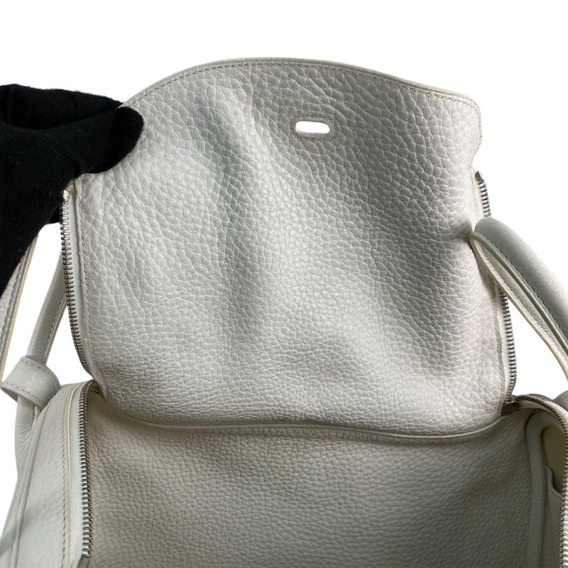 △ Hermes 愛馬仕 White Clemence Calfskin Palladium Plated Metal Lindy 34 2 Way Bag Stamp [L] 白色粒紋小牛皮鍍鈀金屬兩用袋[L]刻 - 257022472-8