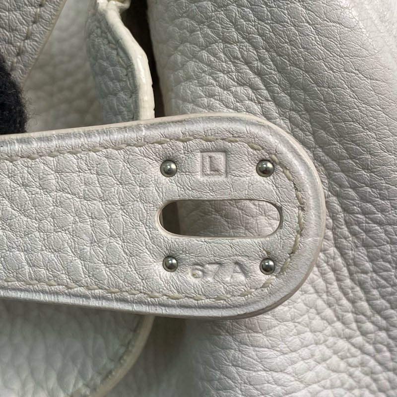 △ Hermes 愛馬仕 White Clemence Calfskin Palladium Plated Metal Lindy 34 2 Way Bag Stamp [L] 白色粒紋小牛皮鍍鈀金屬兩用袋[L]刻 - 257022472-20