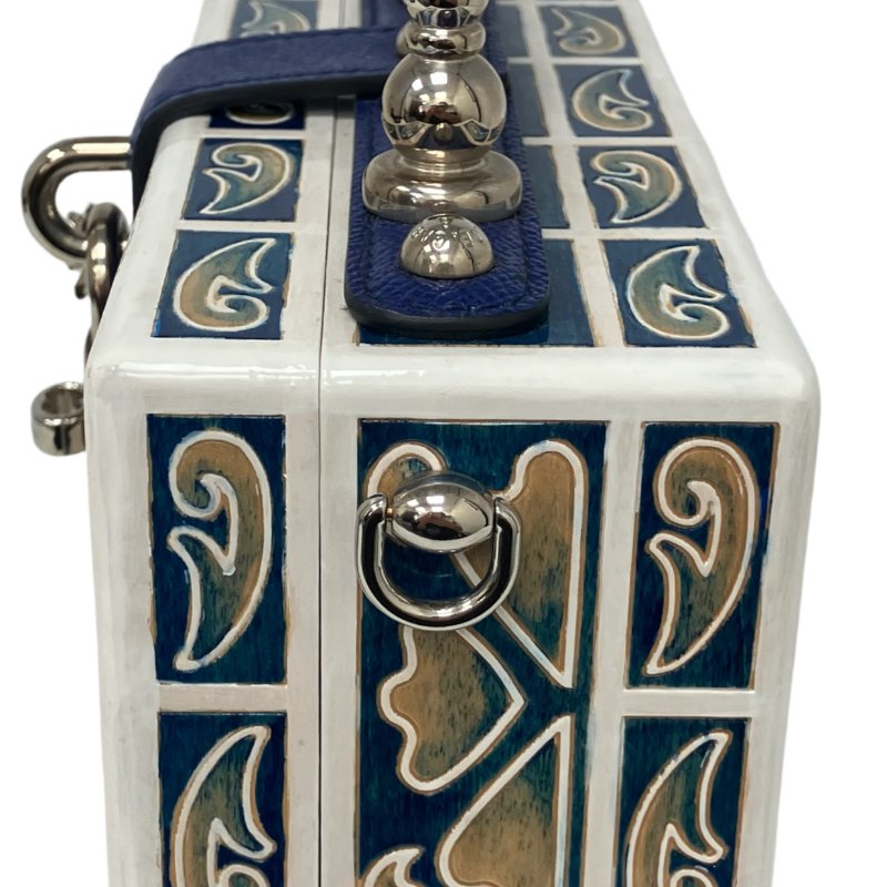 ☆ Dolce & Gabbana 杜嘉班納 White & Blue Wood Maiolica 2Way Bag 白色和藍色木兩用袋 - 257023316-5