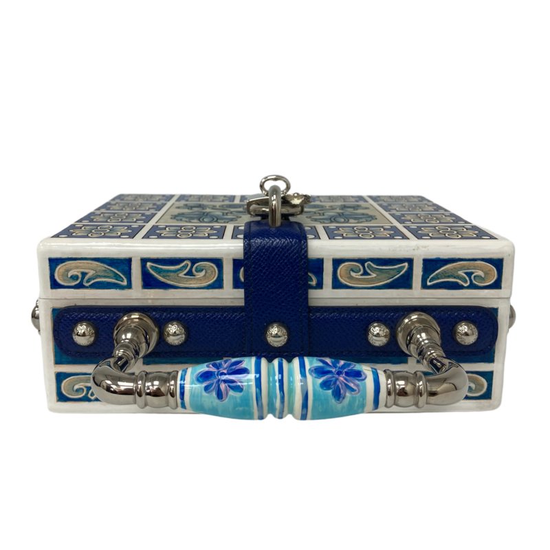 ☆ Dolce & Gabbana 杜嘉班納 White & Blue Wood Maiolica 2Way Bag 白色和藍色木兩用袋 - 257023316-7
