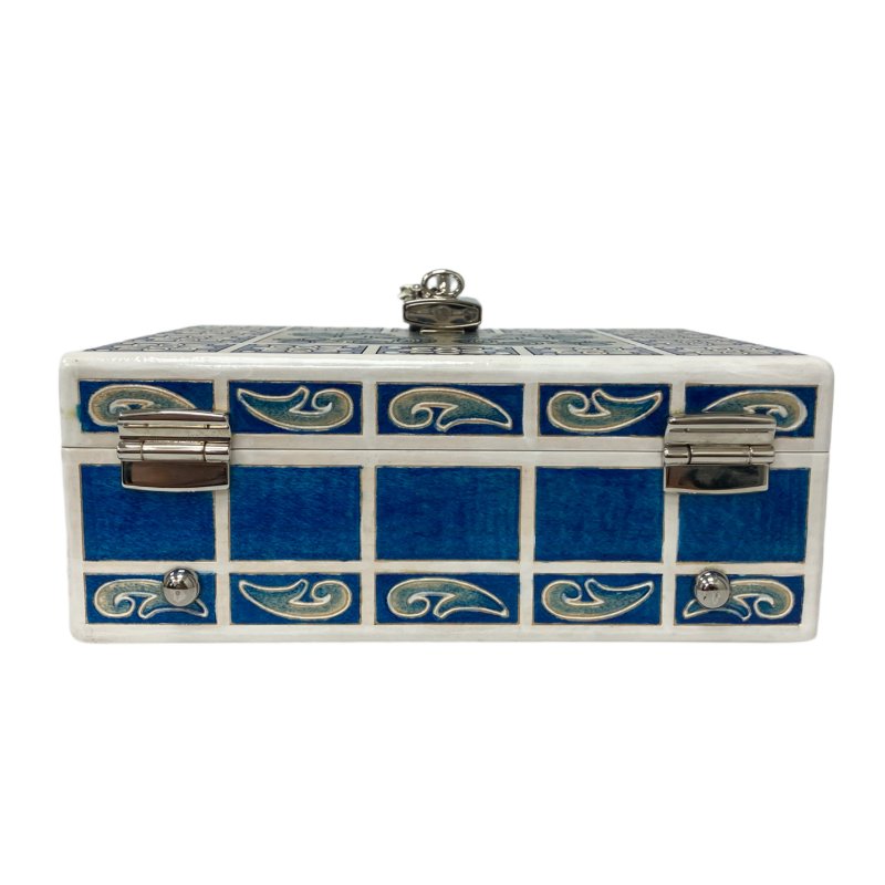 ☆ Dolce & Gabbana 杜嘉班納 White & Blue Wood Maiolica 2Way Bag 白色和藍色木兩用袋 - 257023316-8