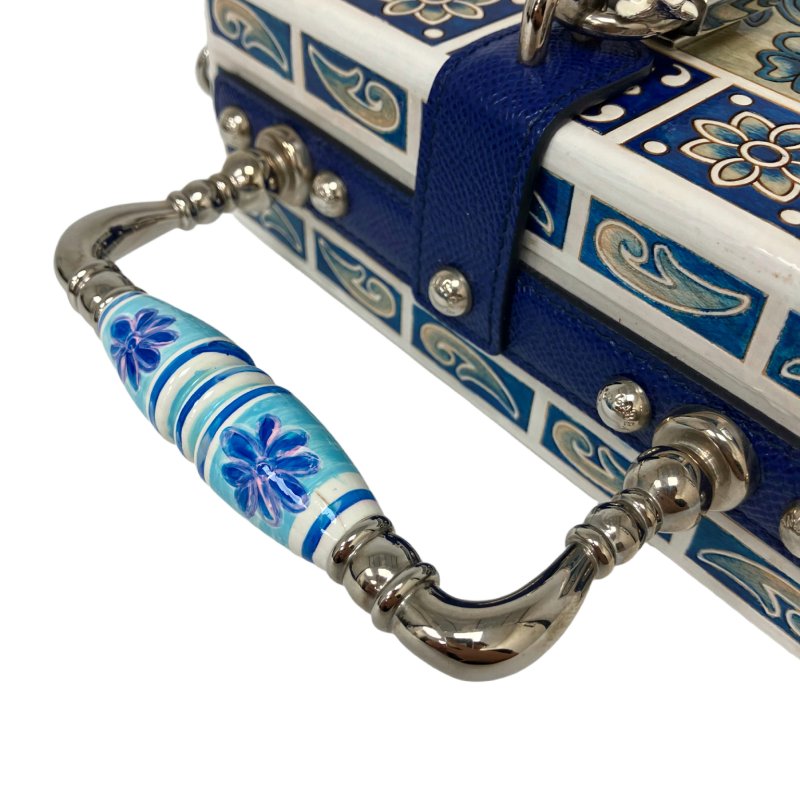 ☆ Dolce & Gabbana 杜嘉班納 White & Blue Wood Maiolica 2Way Bag 白色和藍色木兩用袋 - 257023316-9