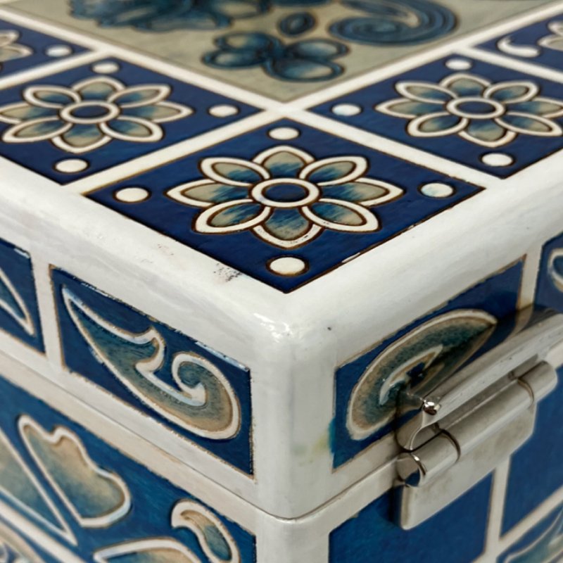 ☆ Dolce & Gabbana 杜嘉班納 White & Blue Wood Maiolica 2Way Bag 白色和藍色木兩用袋 - 257023316-10