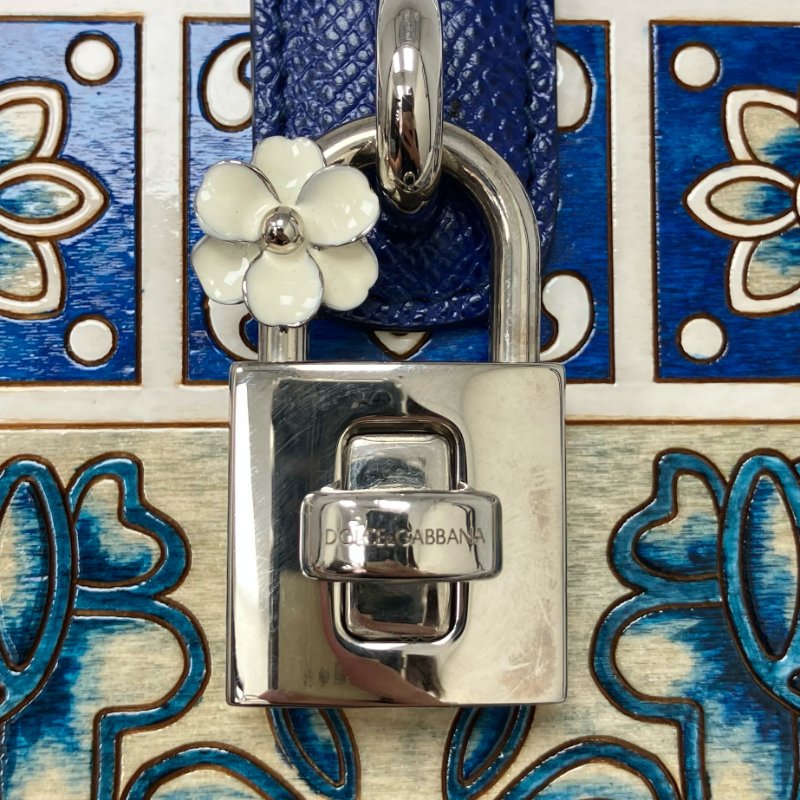 ☆ Dolce & Gabbana 杜嘉班納 White & Blue Wood Maiolica 2Way Bag 白色和藍色木兩用袋 - 257023316-14