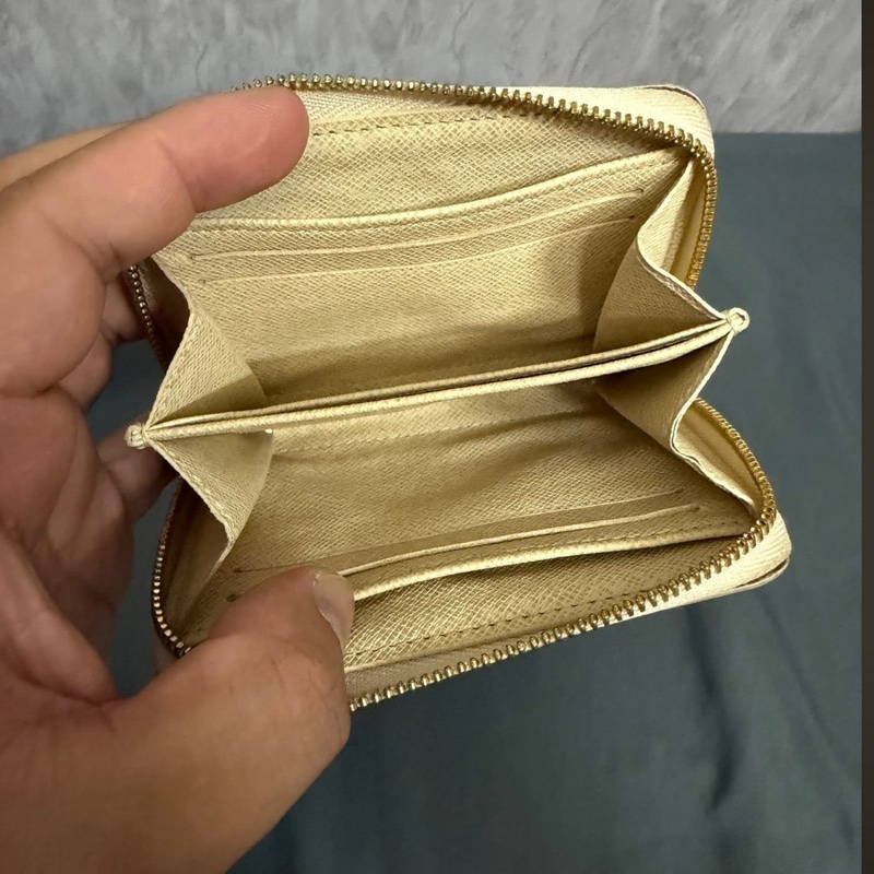 Lv 白色棋盤格零錢包-5