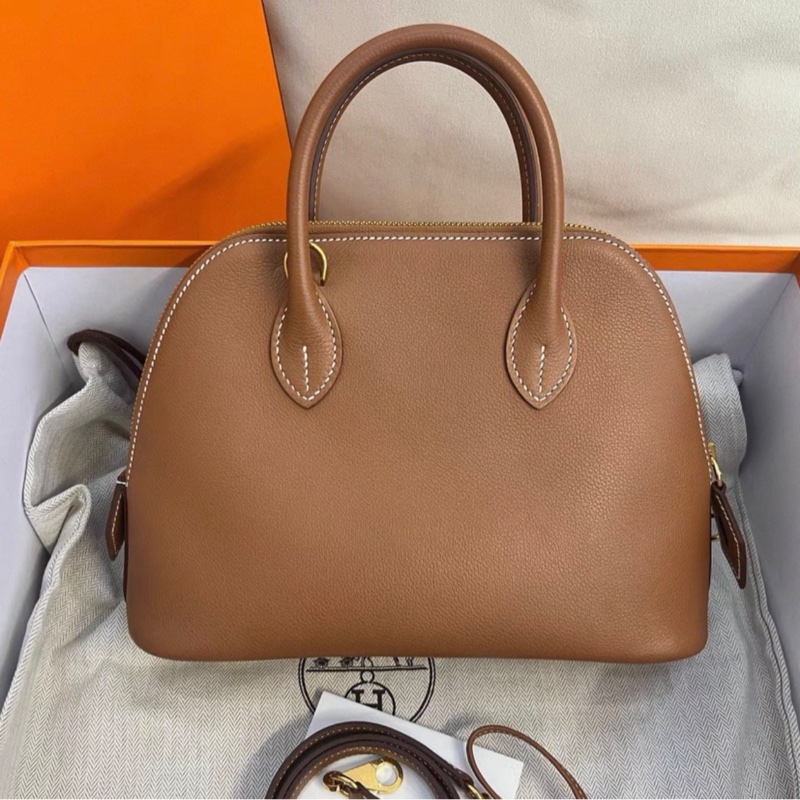 98新HERMES愛馬仕 Bolide 25 z刻Evercolor小牛皮 金扣-0