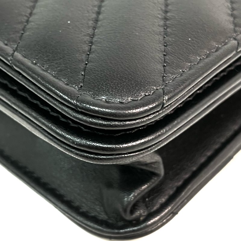 △ Chanel 香奈兒 Black Lambskin Ruthenium-Finish Metal Fringe Wallet On Chain A84444 No.28 黑色小羊皮鍍釕金屬流蘇鎖鏈銀包No.28 - 257022877-7