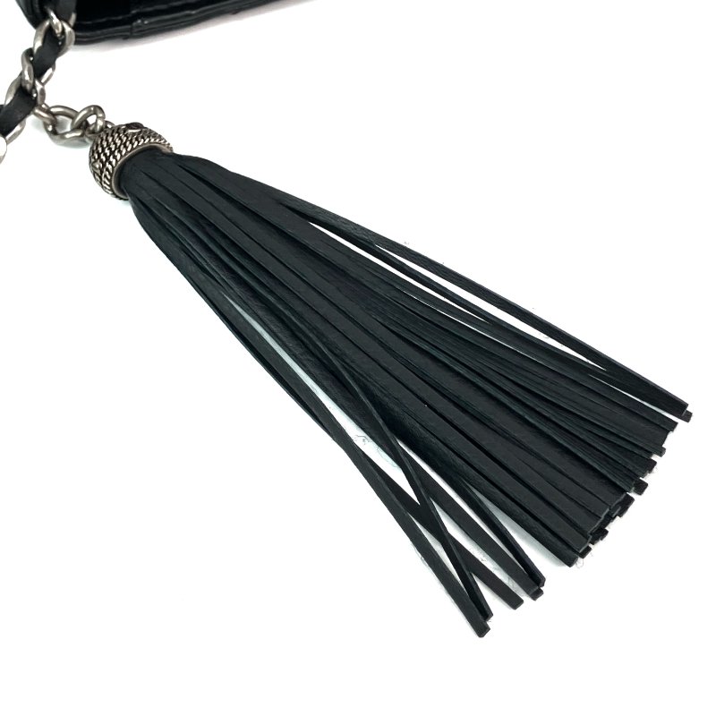 △ Chanel 香奈兒 Black Lambskin Ruthenium-Finish Metal Fringe Wallet On Chain A84444 No.28 黑色小羊皮鍍釕金屬流蘇鎖鏈銀包No.28 - 257022877-12