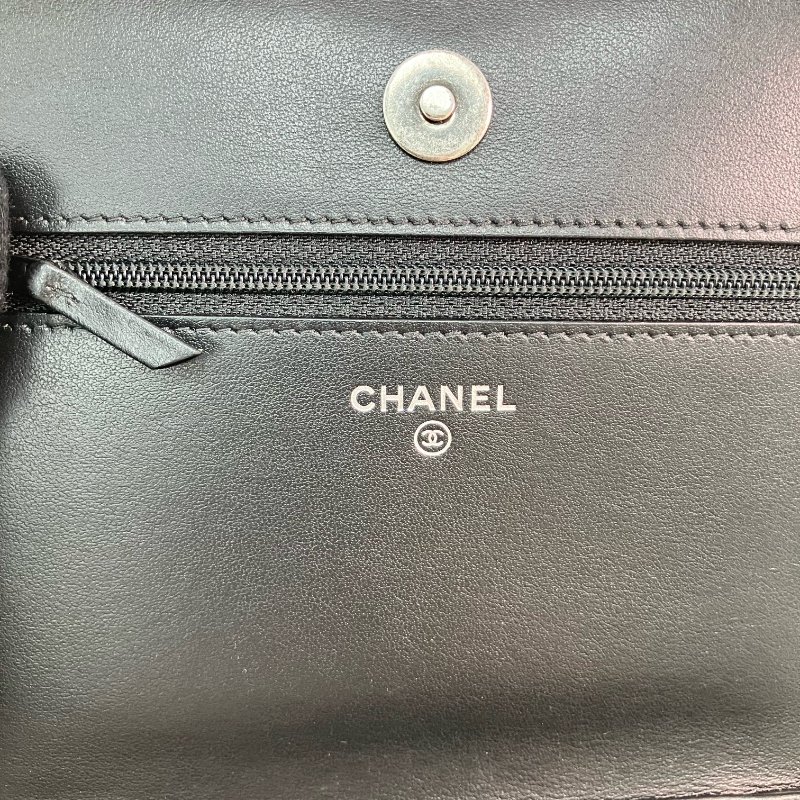 △ Chanel 香奈兒 Black Lambskin Ruthenium-Finish Metal Fringe Wallet On Chain A84444 No.28 黑色小羊皮鍍釕金屬流蘇鎖鏈銀包No.28 - 257022877-15