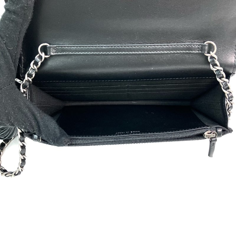△ Chanel 香奈兒 Black Lambskin Ruthenium-Finish Metal Fringe Wallet On Chain A84444 No.28 黑色小羊皮鍍釕金屬流蘇鎖鏈銀包No.28 - 257022877-16