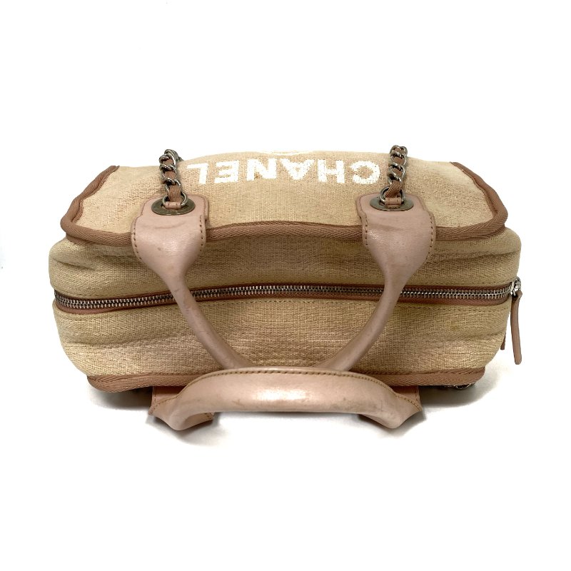 △ Chanel 香奈兒 Pink Canvas Silver Tone Metal Deauville Bowling Chain 2 Way Bag A92749 No.20 粉紅色帆布銀色金屬鎖鏈兩用袋 - 257022919-5
