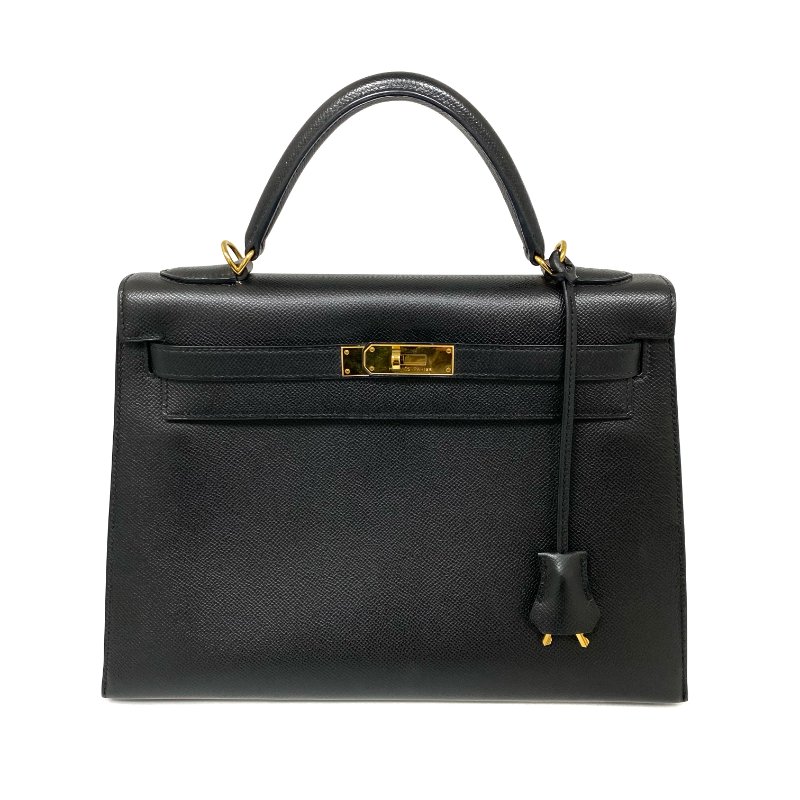 △ Hermes 愛馬仕 89 Noir Epsom Calfskin Gold Plated Metal Kelly 32 2 Way Bag Stamp [O] 黑色壓紋小牛皮鍍金金屬手袋[O]刻 - 257023064-1