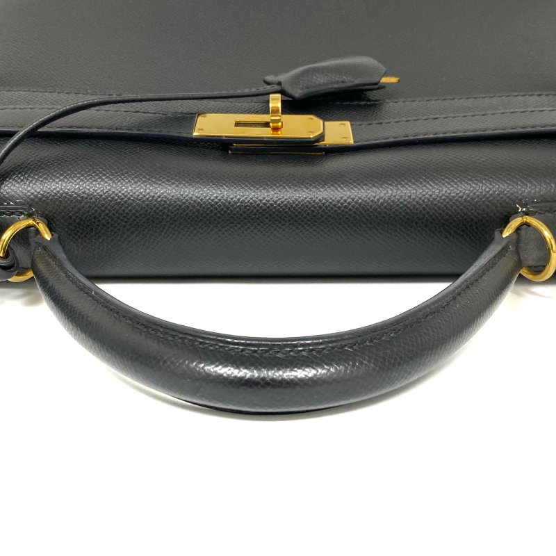 △ Hermes 愛馬仕 89 Noir Epsom Calfskin Gold Plated Metal Kelly 32 2 Way Bag Stamp [O] 黑色壓紋小牛皮鍍金金屬手袋[O]刻 - 257023064-7