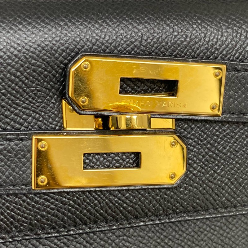 △ Hermes 愛馬仕 89 Noir Epsom Calfskin Gold Plated Metal Kelly 32 2 Way Bag Stamp [O] 黑色壓紋小牛皮鍍金金屬手袋[O]刻 - 257023064-14