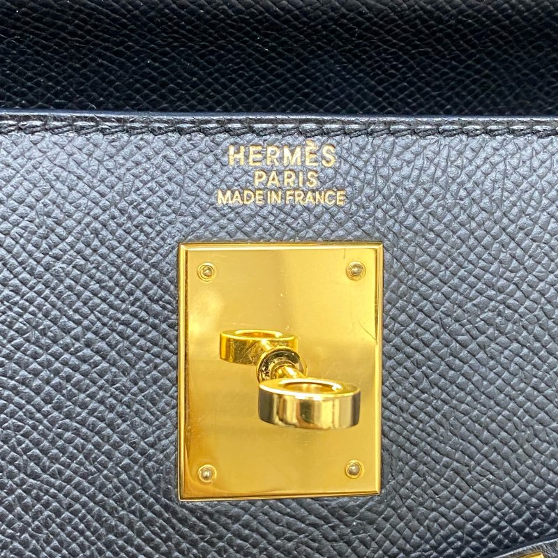 △ Hermes 愛馬仕 89 Noir Epsom Calfskin Gold Plated Metal Kelly 32 2 Way Bag Stamp [O] 黑色壓紋小牛皮鍍金金屬手袋[O]刻 - 257023064-18