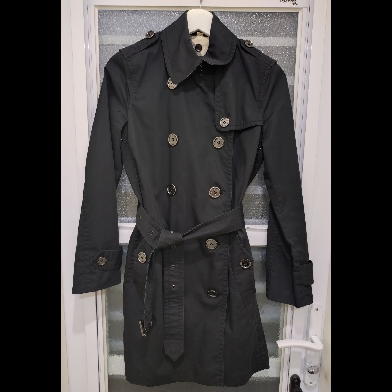 Burberry 黑色雙排釦風衣-0