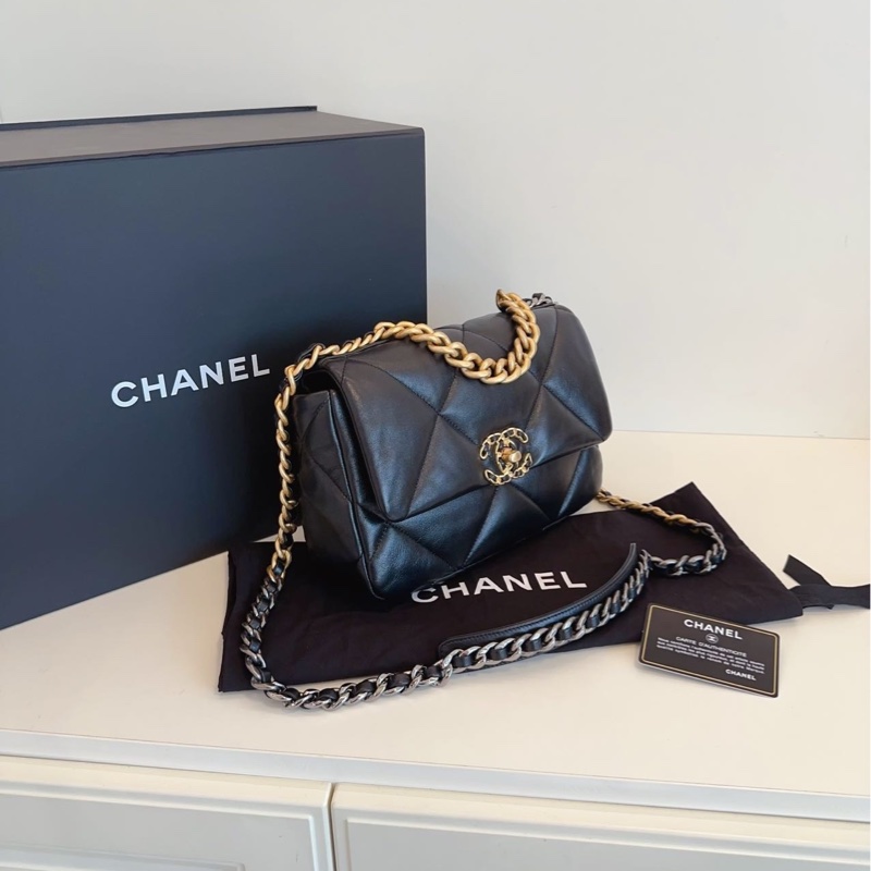 【閒置🆕】Chanel 黑金大菱格19bag枕頭包 小號 斜挎包-2