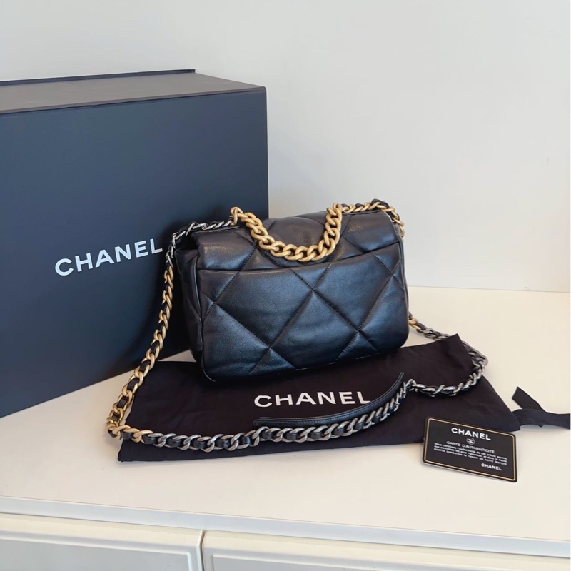 【閒置🆕】Chanel 黑金大菱格19bag枕頭包 小號 斜挎包-4