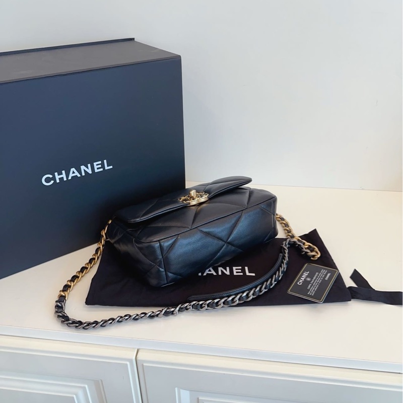 【閒置🆕】Chanel 黑金大菱格19bag枕頭包 小號 斜挎包-5